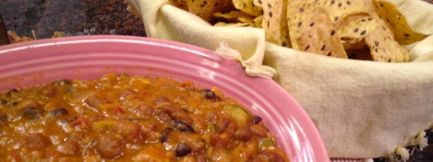 Slow Cooker Vegetable Chili and Cheese Dip