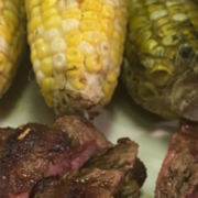 Grilled Garlic and Rosemary Steak and Corn