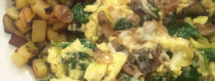 Spinach Scrambled Eggs with Home Fries