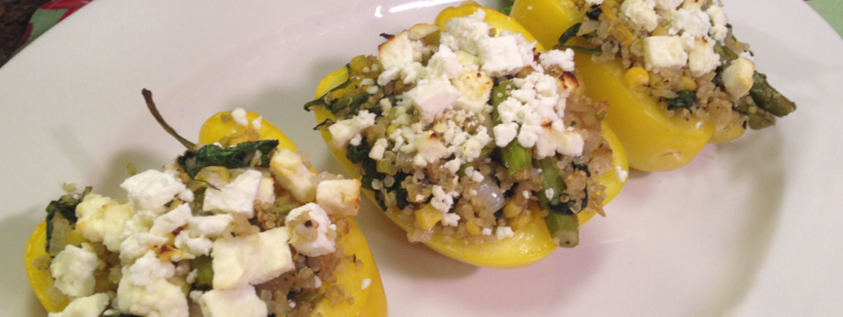 Quinoa, Spinach and Cheese Stuffed Peppers