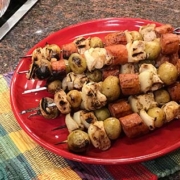 Sausage, Chicken and Potato Skewers