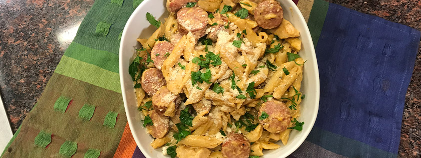 One Pot Chicken and Sausage Alfredo
